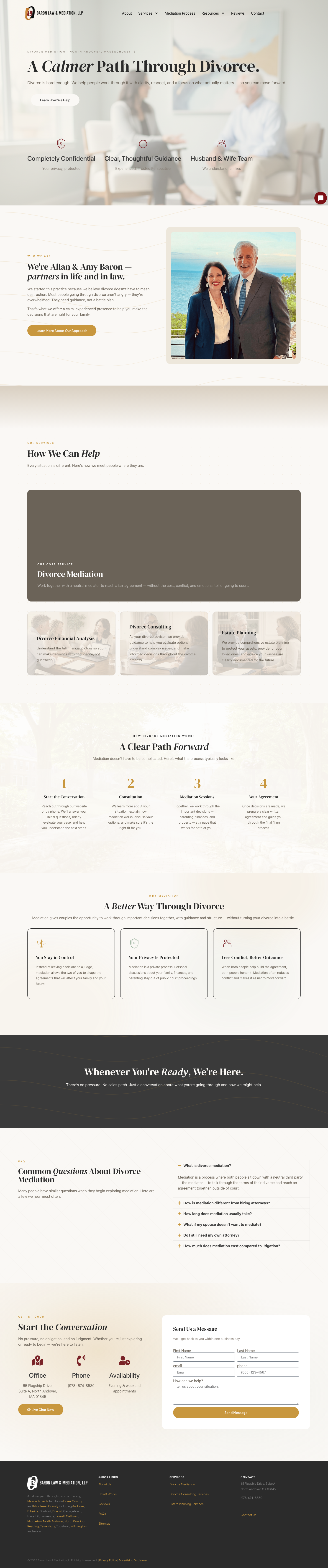 The redesigned Baron Law and Mediation homepage
